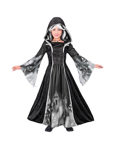 Déguisement pour fille avec longue robe noire pour Halloween