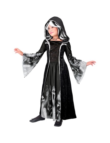 Déguisement pour fille avec longue robe noire pour Halloween