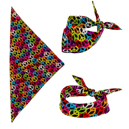 Bandana Peace & Love accessoires de déguisement thème hippie