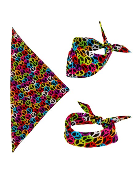 Bandana Peace & Love accessoires de déguisement thème hippie