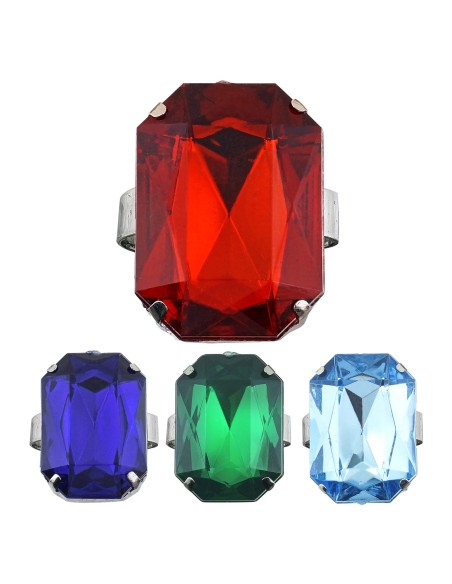 Bague avec gros diamant couleur pour déguisement de fête