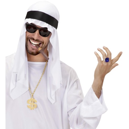 Bague avec gros diamant couleur pour déguisement de fête