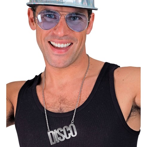 Collier disco argent homme