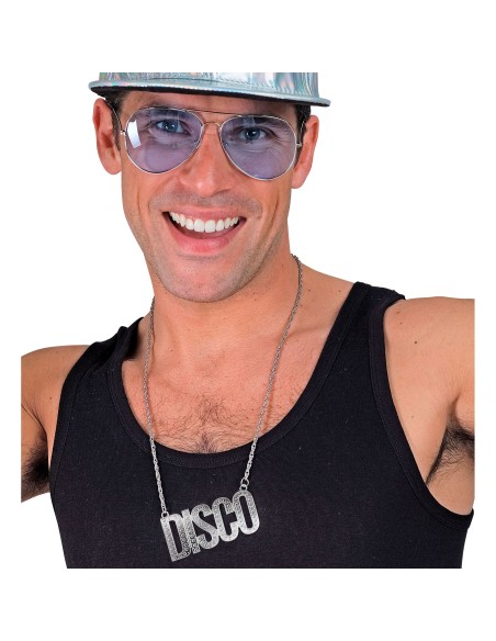 Collier disco argent homme