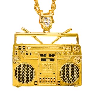 Collier doré rappeur radio ghetto blaster 2