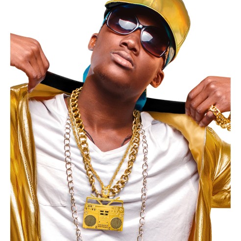 Collier doré rappeur radio ghetto blaster