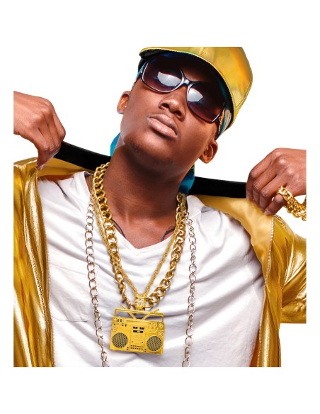 Collier doré rappeur radio ghetto blaster