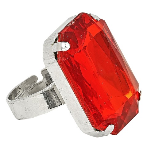 Bague avec gros diamant rouge pour déguisement thème médiéval