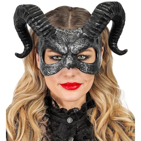 Masque démon noir avec cornes femme