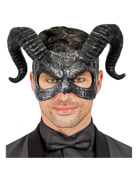 Masque démon noir avec cornes homme
