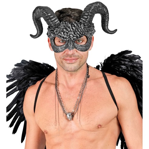 Masque démon noir Commedia Dell'Arte adulte