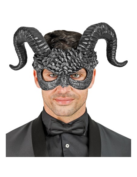 Masque démon noir Commedia Dell'Arte homme