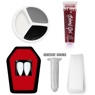 Kit maquillage vampire avec canines sang éponge et fards couleurs 2