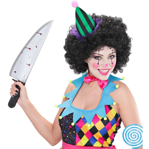 Grand couteau avec taches de sang pour costume de tueur à Halloween