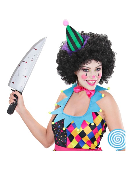 Grand couteau avec taches de sang pour costume de tueur à Halloween