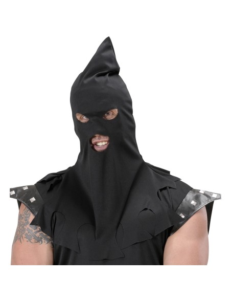 Cagoule de bourreau noire pour déguisement thème moyen-âge