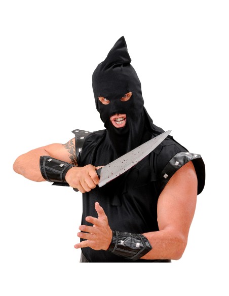 Cagoule de bourreau noire pour déguisement thème moyen-âge