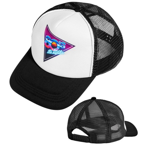 Casquette imprimée noire et blanche sur le thème des années 80
