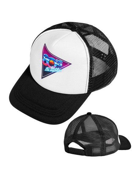 Casquette imprimée noire et blanche sur le thème des années 80
