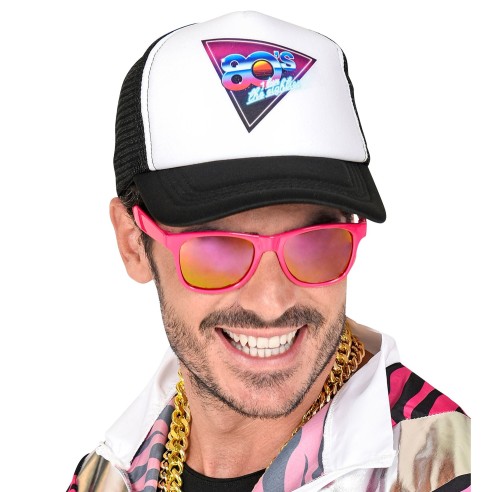 Casquette imprimée noire et blanche sur le thème des années 80