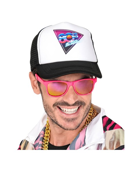 Casquette imprimée noire et blanche sur le thème des années 80