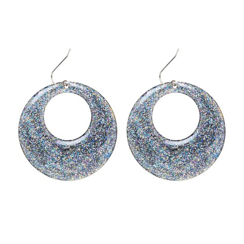 Paire de boucles d'oreilles à paillettes pour déguisement disco