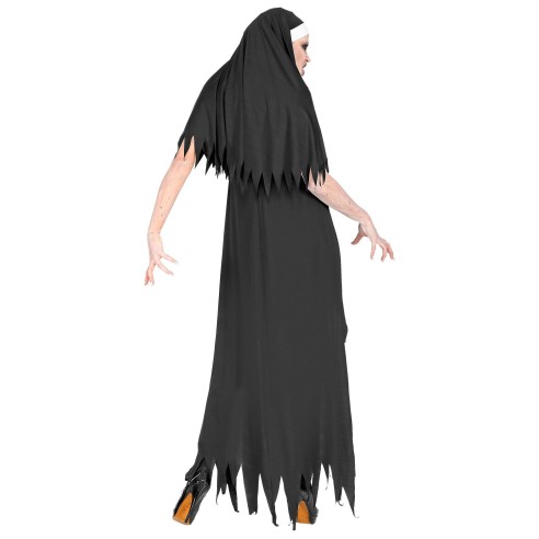 Robe noire de nonne horreur avec coiffe pour déguisement Halloween