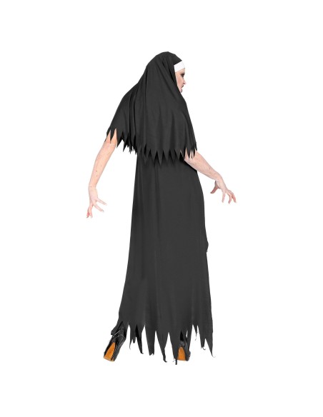 Robe noire de nonne horreur avec coiffe pour déguisement Halloween