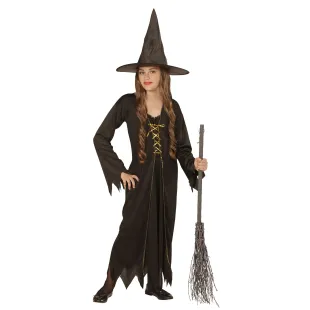 Déguisement de sorcière jeune fille avec chapeau pour Halloween