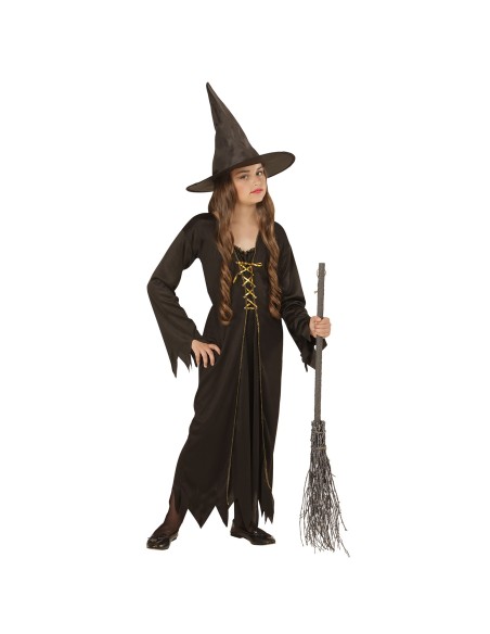 Déguisement de sorcière jeune fille avec chapeau pour Halloween