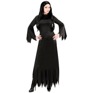 Robe noire Morticia Addams pour déguisement Halloween adulte
