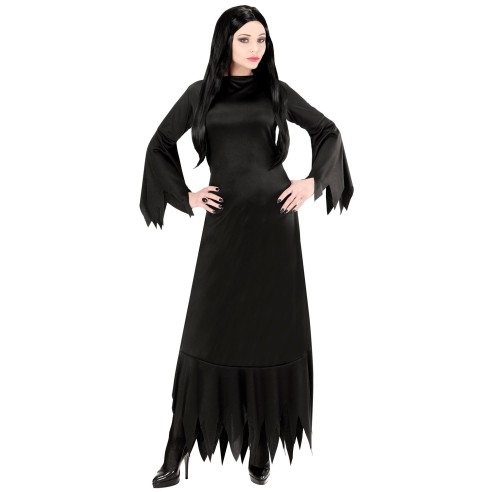 Robe noire Morticia Addams pour déguisement Halloween adulte