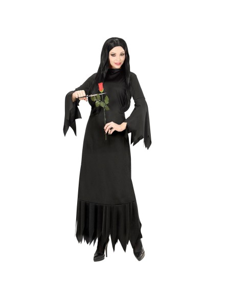 Robe noire Morticia Addams pour déguisement Halloween adulte