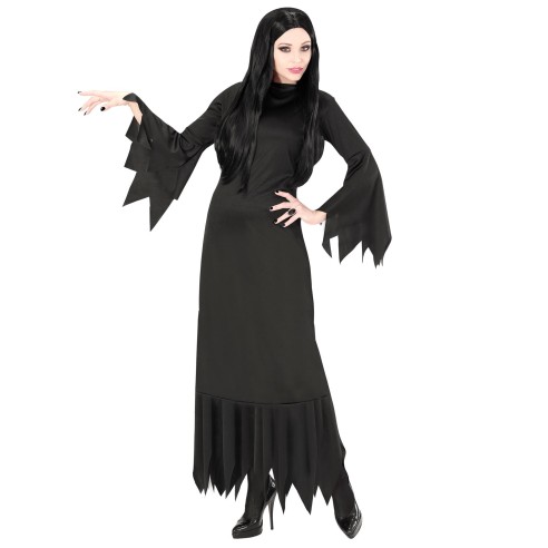 Robe noire Morticia Addams pour déguisement Halloween adulte