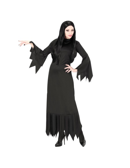 Robe noire Morticia Addams pour déguisement Halloween adulte