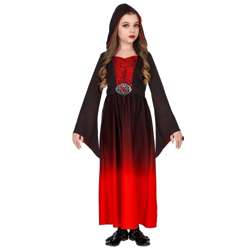 Déguisement robe gothique noire et rouge pour enfant à Halloween