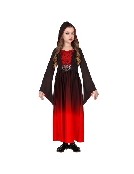 Déguisement robe gothique noire et rouge pour enfant à Halloween
