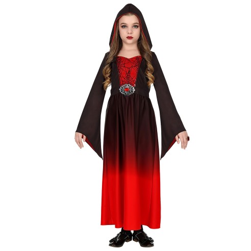 Déguisement robe gothique noire et rouge pour enfant à Halloween