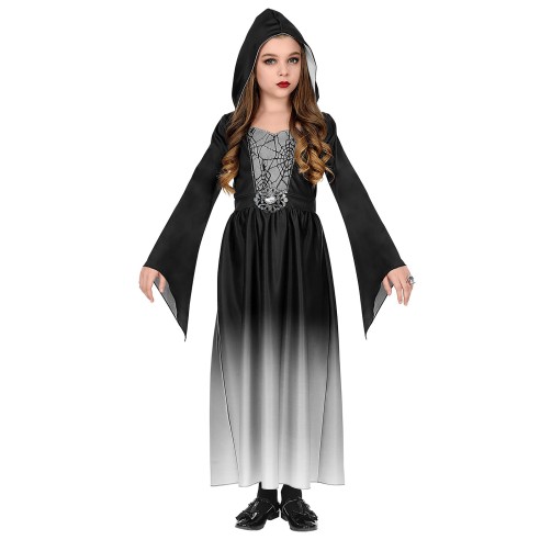 Déguisement robe gothique noire et grise pour costume Halloween fille