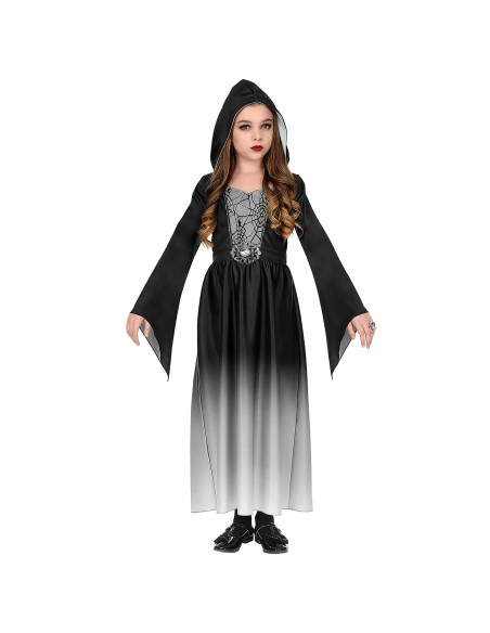 Déguisement robe gothique noire et grise pour costume Halloween fille