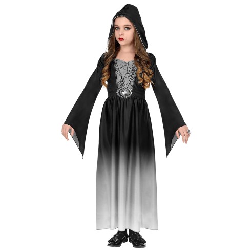 Déguisement robe gothique noire et grise pour costume Halloween fille