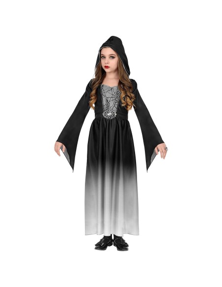 Déguisement robe gothique noire et grise pour costume Halloween fille