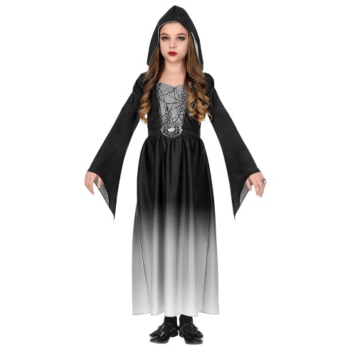 Déguisement robe gothique noire et grise pour costume Halloween fille