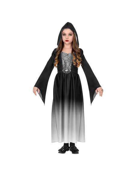 Déguisement robe gothique noire et grise pour costume Halloween fille