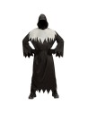 Déguisement tunique noire ghoul avec masque cachant le visage