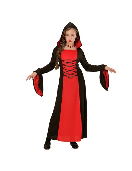 Déguisement robe gothique noire et rouge pour fille à Halloween