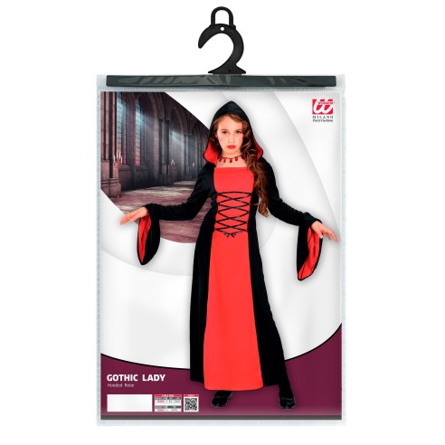 Déguisement robe gothique noire et rouge pour fille à Halloween