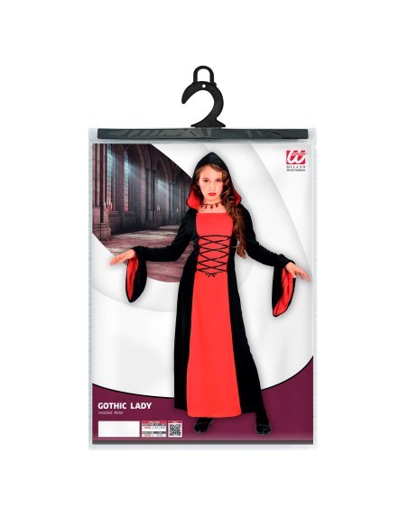 Déguisement robe gothique noire et rouge pour fille à Halloween