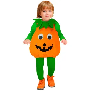 Déguisement de citrouille pour bébé avec combinaison orange et verte