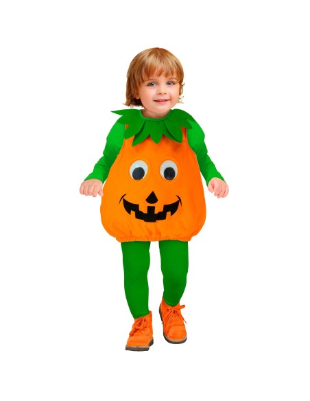 Déguisement de citrouille pour bébé avec combinaison orange et verte
